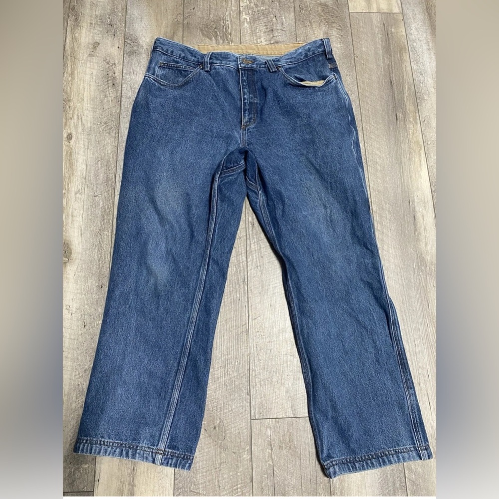 Duluth Trading Co Jeans Mens 38x30 (36x28) Blue Denim Stretch Straight Leg